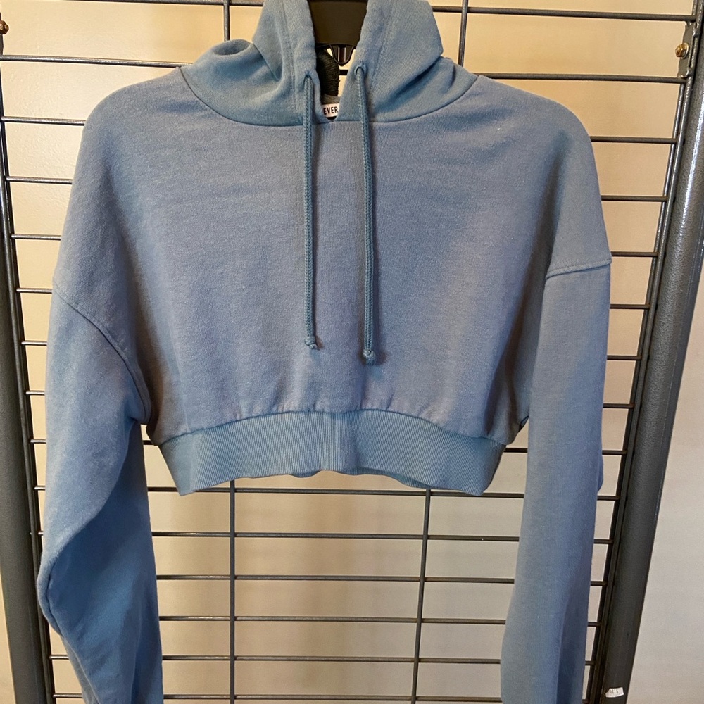 Forever 21‎ Dusty Blue Cropped Hoodie